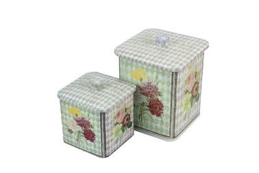 China Neuer Blumen-Muster-Quadrat Matel-Zinn-Kasten mit Fantasie kundengebundenen Entwurfs-dekorativen Zinn-Kästen fournisseur